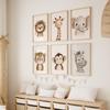Cute Jungle Lion Giraffe Elephant Monkey Tiger Zebra Animal Wall Art Print Canvas Safari Nursery Posters for Kids Room Decor