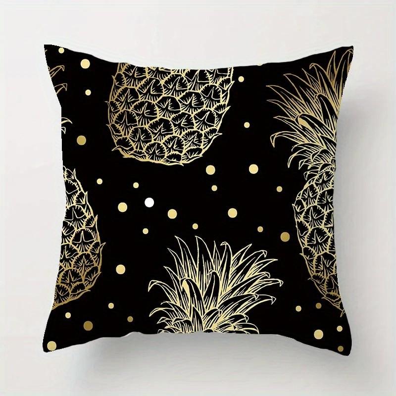 Golden Floral Botanical Pattern Pillow Covers Pattern Cushion Cover Suitable for Sofa Bedroom Car Pillow Cover