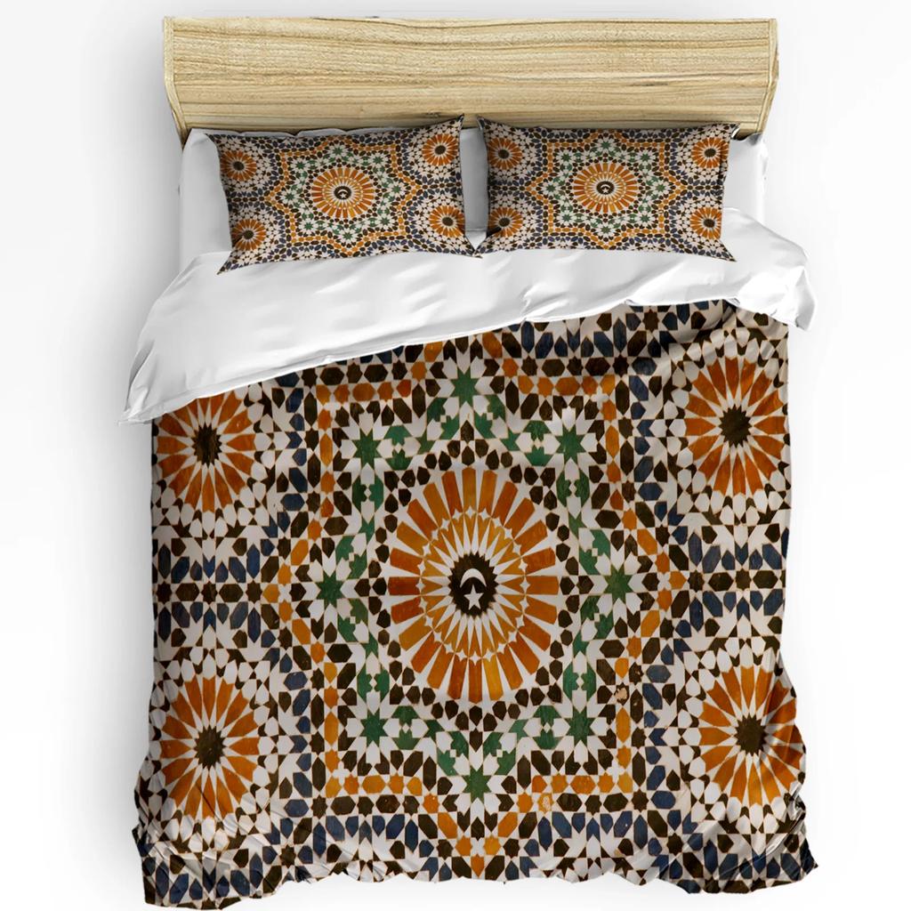 Moroccan Tiles Colorful Arabesque 3pcs Bedding Set For Bedroom Double Bed Home Textile Duvet Cover Quilt Cover Pillowcase