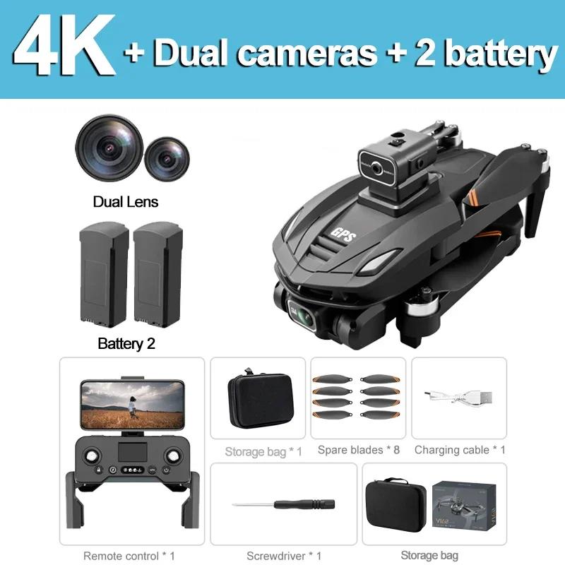 New V168 PRO Drones GPS Profesional 8K with HD Camera FPV 5G Wifi Brushless Motor Foldable RC Quadcopter Obstacle Avoidance Drone Toy Gift
