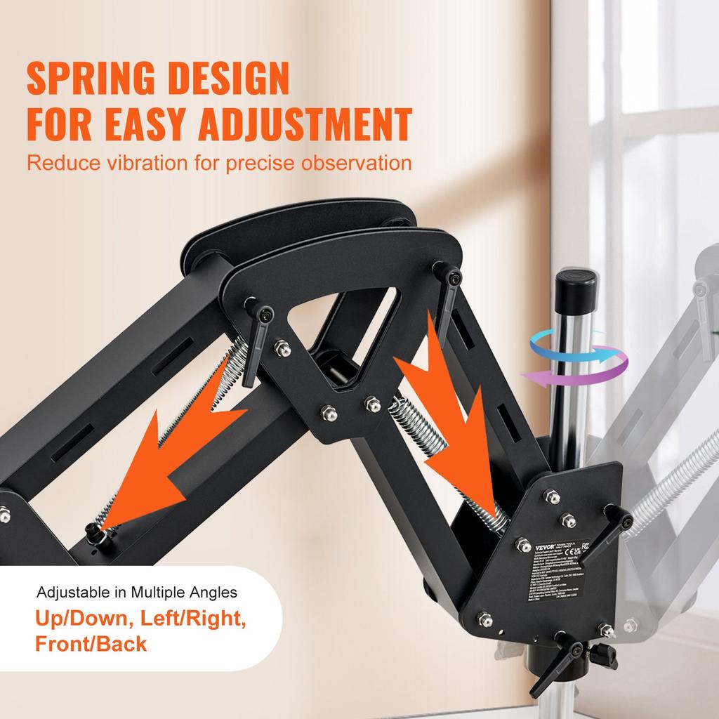 VEVOR Multi-Directional Microscope with Spring Bracket, 7X-45X Magnification Jewelry Microscope