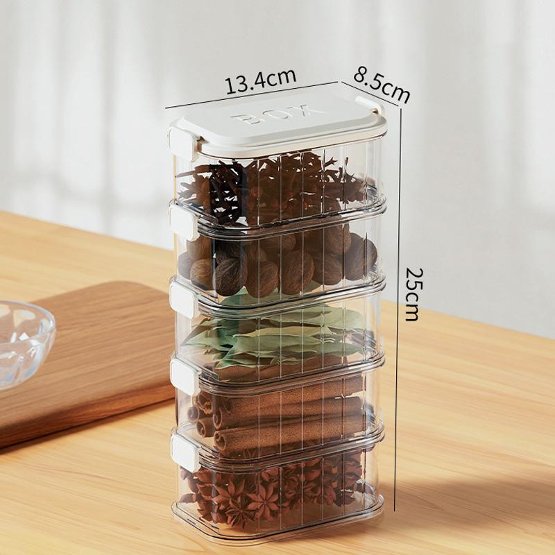 1/3/5pcs Spice Storage Box PP Food-grade Material Spice Preservation Box Cabinet Organizer Clear Fruit Spice Sealed Container