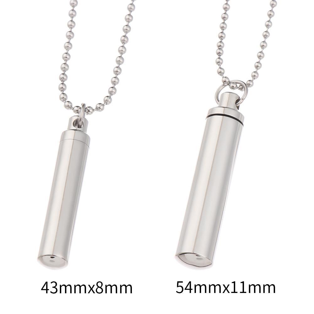 Beads Chain Openable Cylindrical Tube Wishing Bottle Necklace Perfume Vial Pendant Stainless Steel