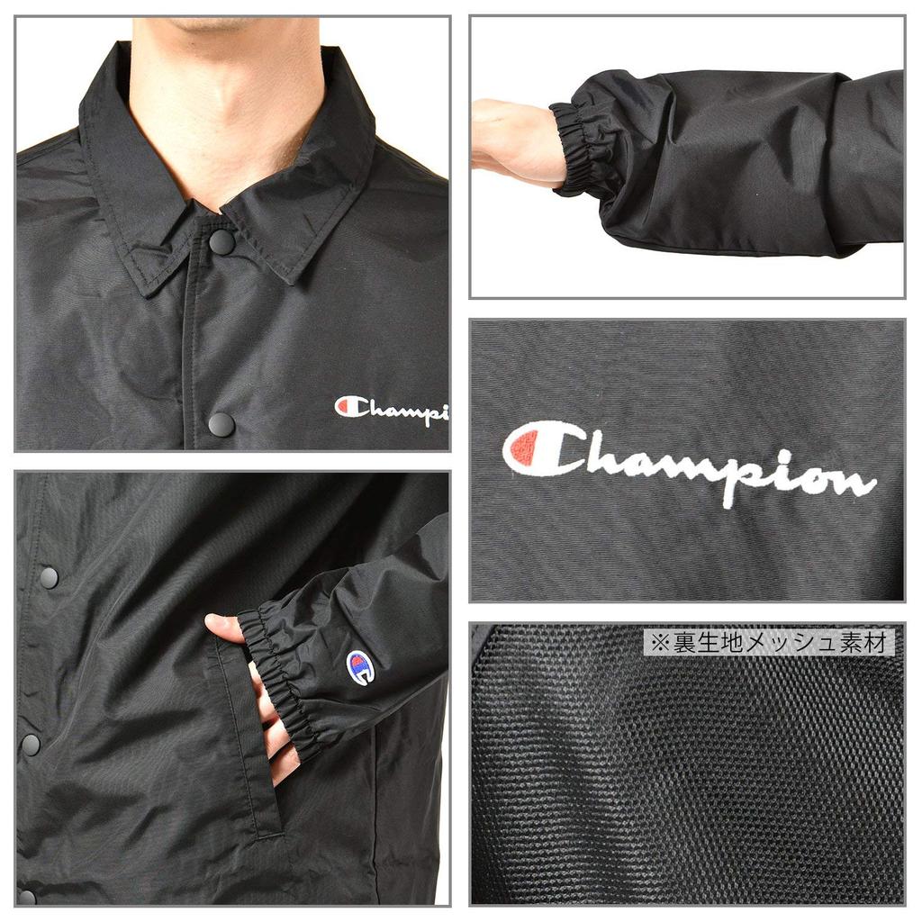 Coach Jacket Outer Nylon Plain Taffeta Standard Mesh Lining Script Logo Embroidery Navy L [Champion] C3-R601 Men's
