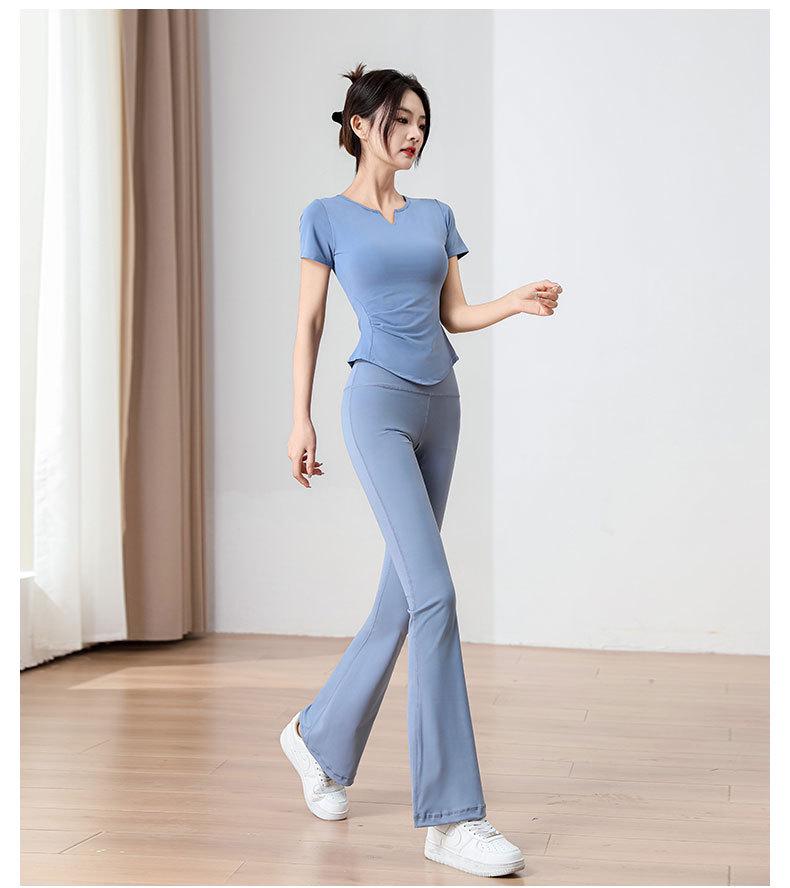 Женский комплект для йоги и пилатеса с высокой талией 2025: Брюки клеш и тренировочный топ