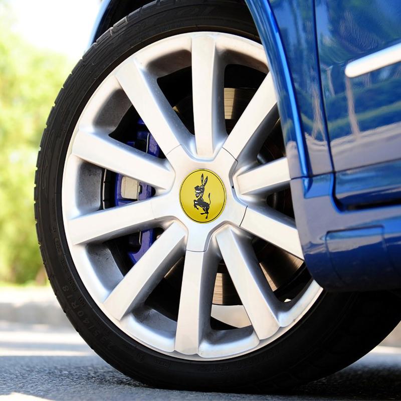 4pcs For Ferrari Donkey Auto Accessories 56mm+60mm Ferrari Donkey Logo Badge Emblem Car Wheel Hub Center Caps Rim Cover Stickers