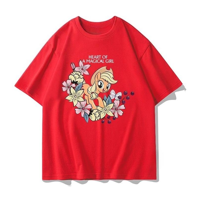 2026 summer new New cotton shortsleeved Tshirt for cartoonstyle Little Pony style relaxed fit loungewear style shirt