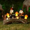 1 Garden Gnome Statue - Resin Squirrel Gnome Figurine, Solar Powered LED Mushroom Lights On Logs