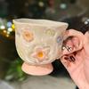 Персонализированная и креативная перламутровая трехмерная керамическая кружка с цветком  Розовая и девичья домашняя чашка для воды  Высокий стакан в качестве сувенира