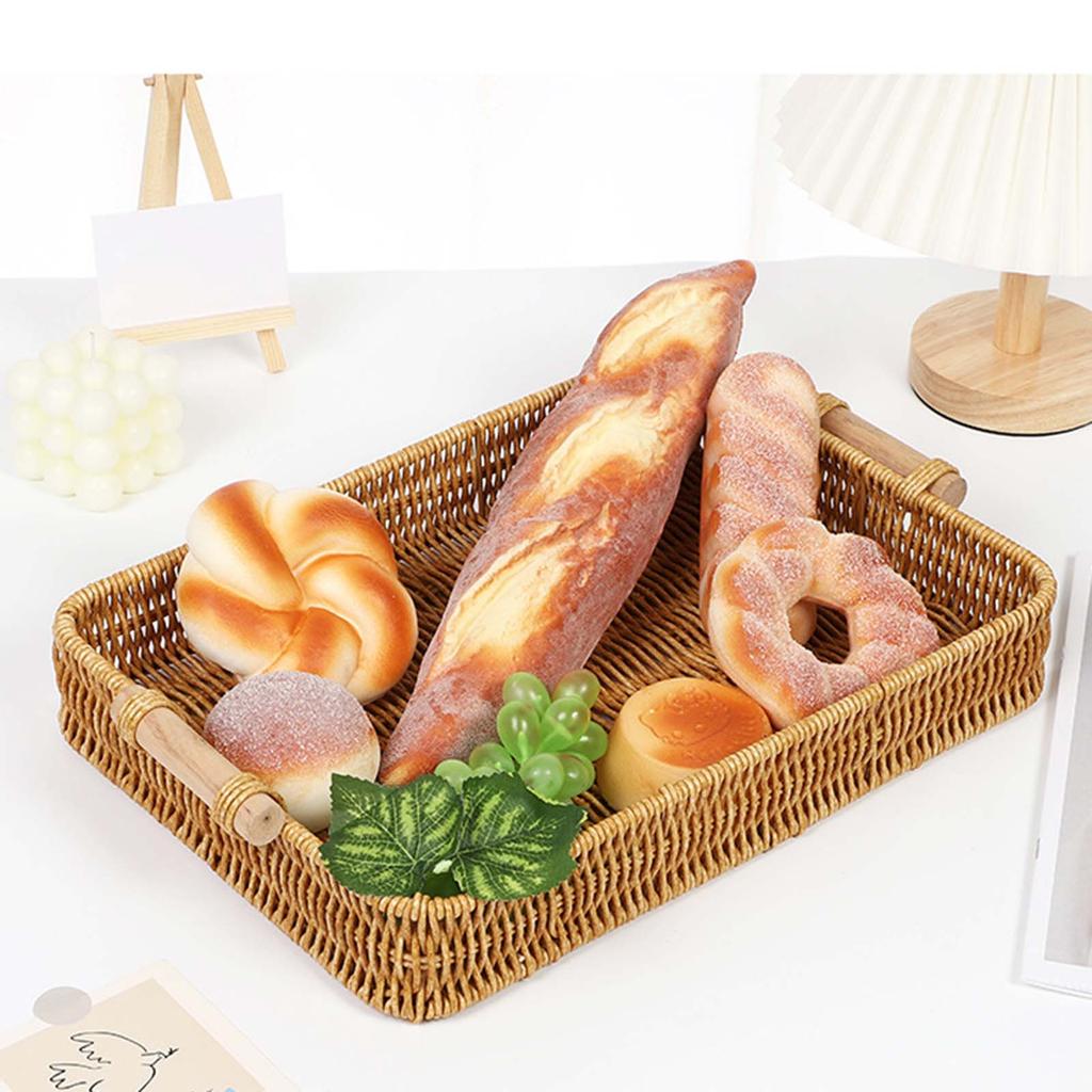 Корзины для хранения из ивовых прутьев ручной работы, плетеные корзины из искусственного ротанга, компактный органайзер для хлеба и фруктов, поднос для домашней организации