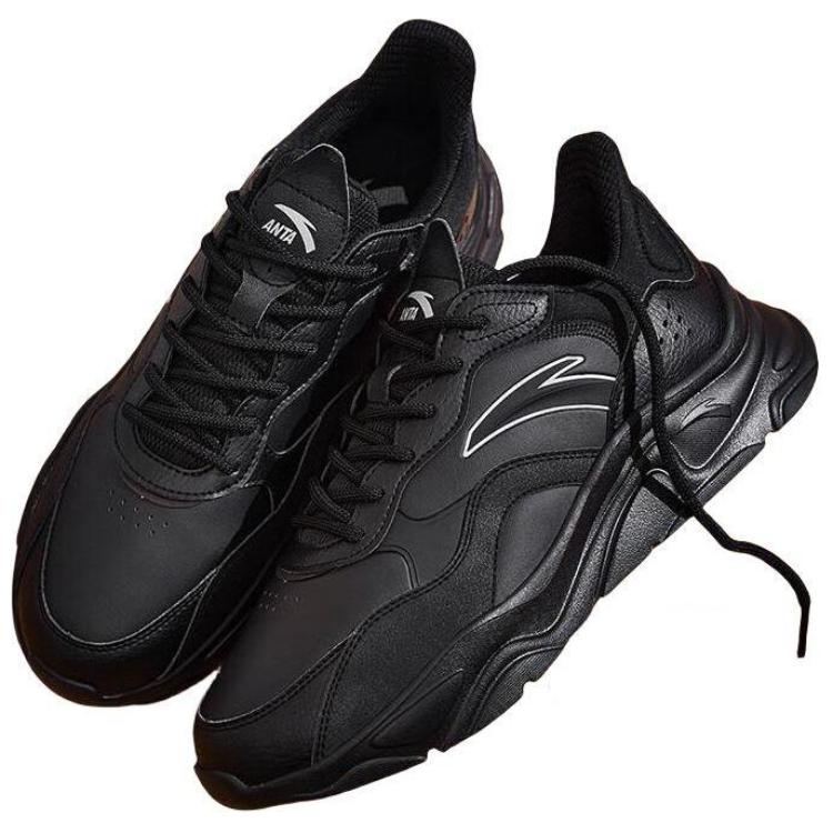 Anta Little Millennium Fashion Comfortable Versatile Non-Slip Wear-Resistant Increased Height Low-Top Casual Shoes Men Casual Shoes Black 912448811-3