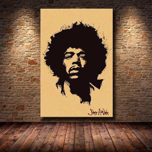 Famous Rock Star Jimi Hendrix Creative Poster Canvas Painting HD Printing Decorative Painting Living Room Decoration