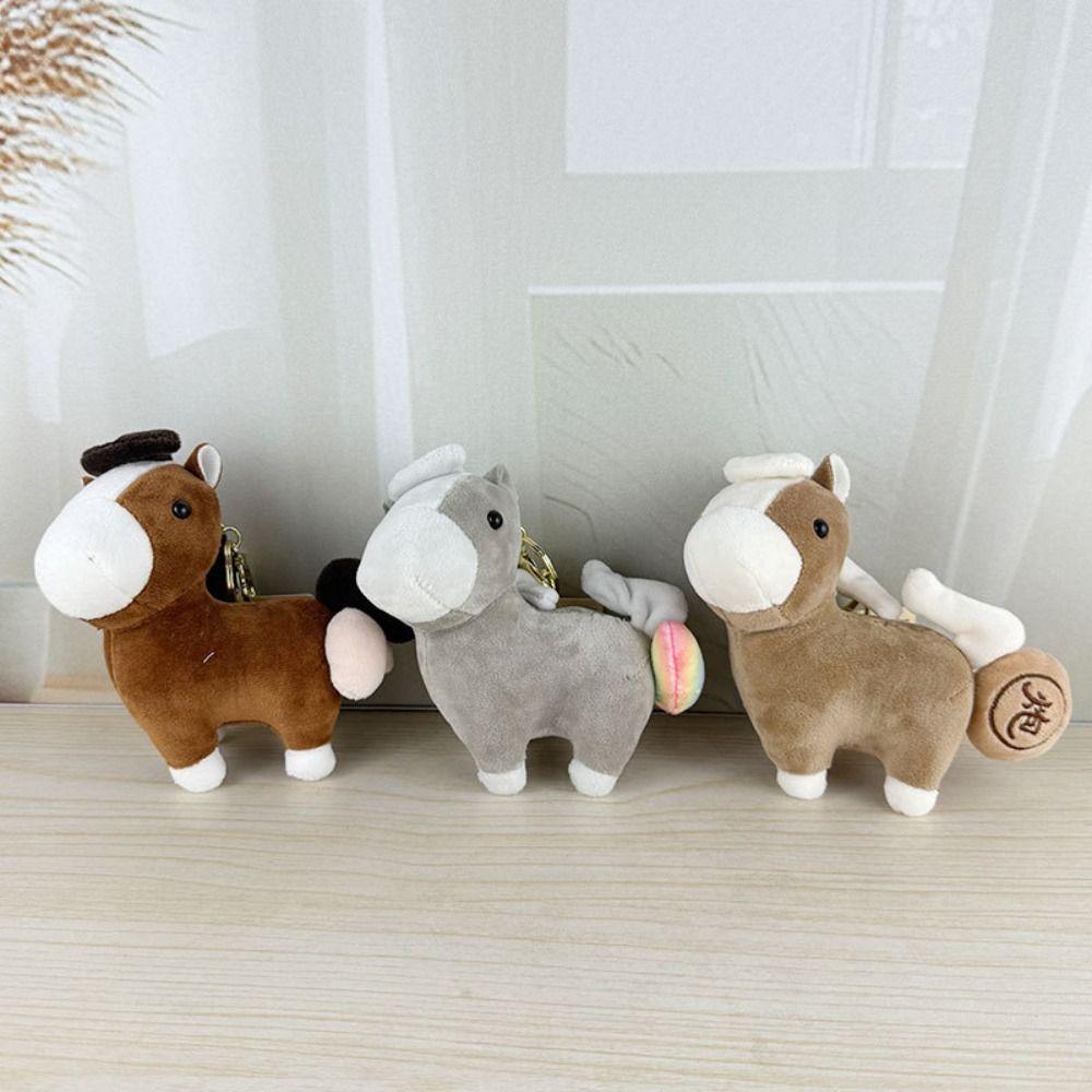 Cute Pullable Plush Horse Pendant Mascot Dolls Plush Horse Doll Pendant  Car Decoration