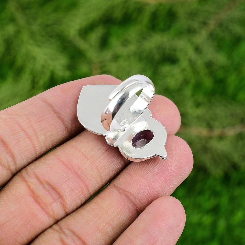 Натуральный африканский аметист, кольцо с несколькими камнями в виде птицы, регулируемое, серебро 925 пробы