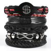 Eif Dock Vinatge Gothic Punk Skull Star Metal Multilayer Leather Bracelet Men Bracelets & Bangles Male Arm Jewelry