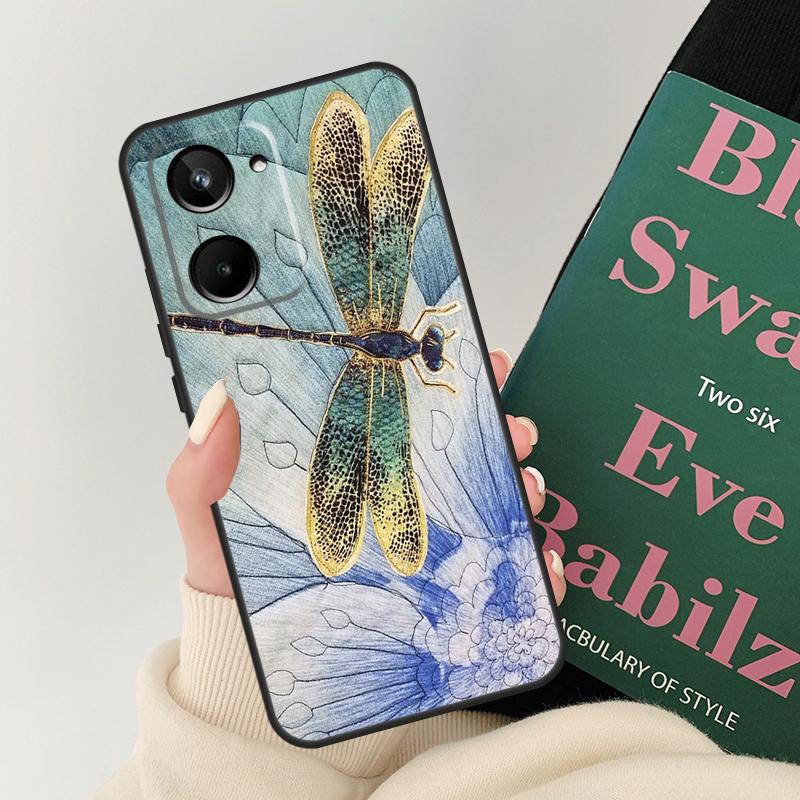 Животное Стрекоза Арт Для Realme 12 9 10 11 Pro Plus GT5 C67 C55 C53 C51 C35 C33 C30 C25s C21Y C11 GT Neo 5 Чехол