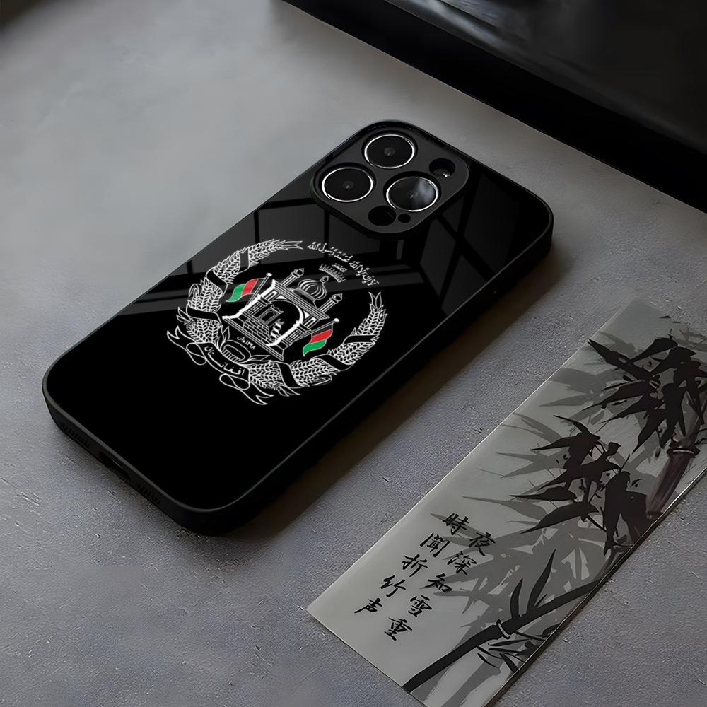 Чехол для телефона Афганистан Афганский Флаг Закаленное Стекло Для IPhone 17 13 14 16 12 15 11 Pro Max Plus Mini X XR SE2020 Coque