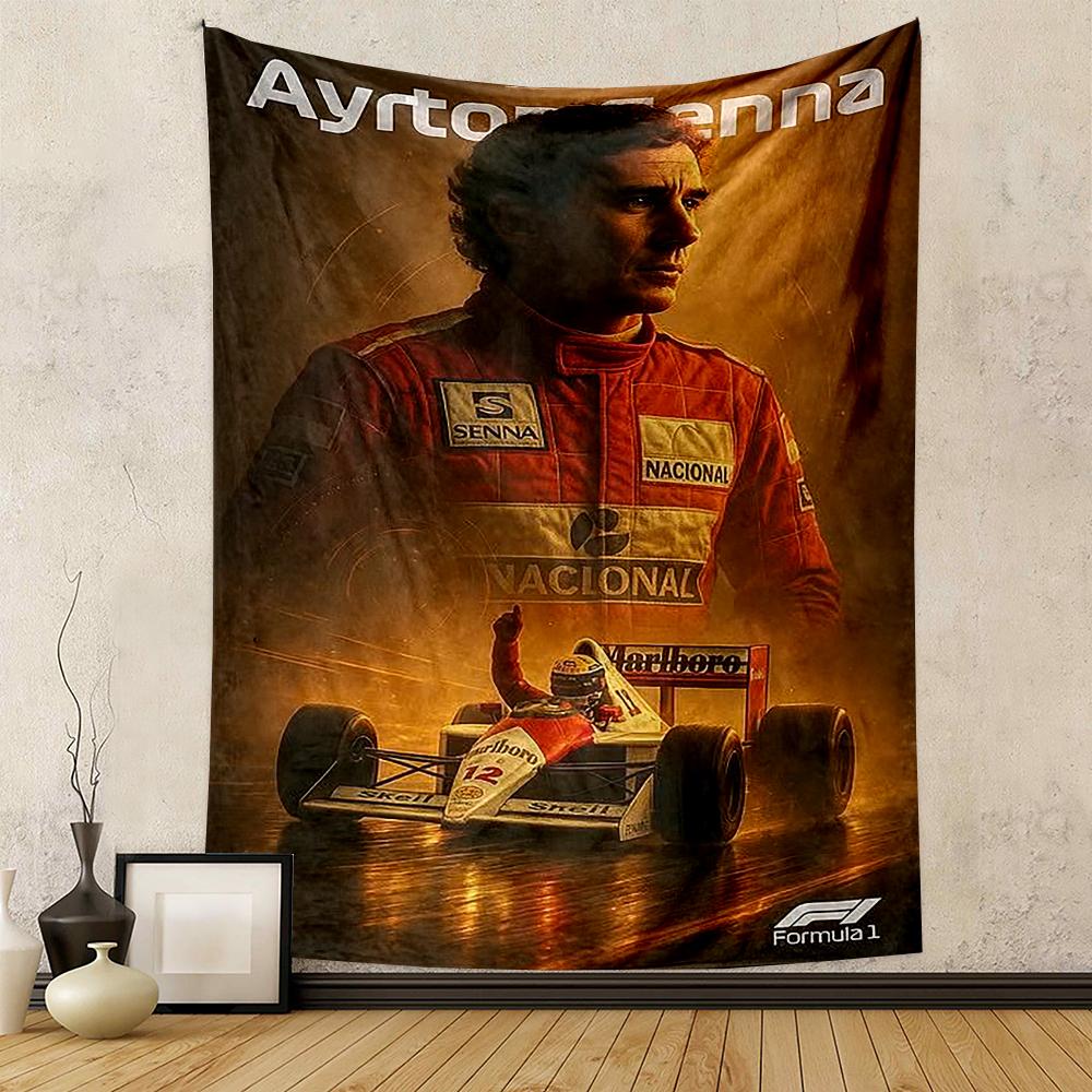 Ayrton Senna F1 racing car legend portrait Patterned tapestry for bedroom and living room home decor