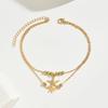 Изысканный кулон в виде морской звезды с шариками, двухслойная цепочка на щиколотку, элегантная О-образная цепочка для ноги, женский летний пляжный браслет на ногу с цирконом