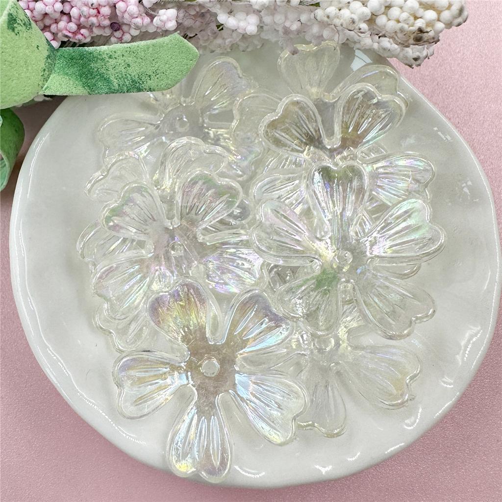 Hanmade Beads Necklace Pendant DIY Beads Acrylic Flower Beads 10Pcs 26.5mm Bead Jewelry Making