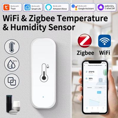 Умный датчик температуры и влажности Tuya ZigBee/WiFi с удаленной сигнализацией через приложение для домашней автоматизации, совместимый с Alexa Google Home
