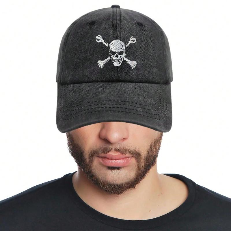 1pc Skull And Crossbones Baseball Cap For Men Women, Funny Adjustable Embroidered Skeleton Hat,Suitable For Halloween Party.