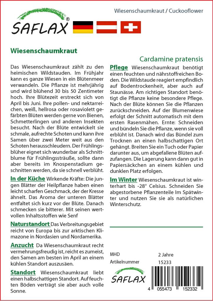 SAFLAX - Garden in the Bag - Cuckooflower - 100 seeds - With substrate in a fitting stand up bag - Cardamine pratensis