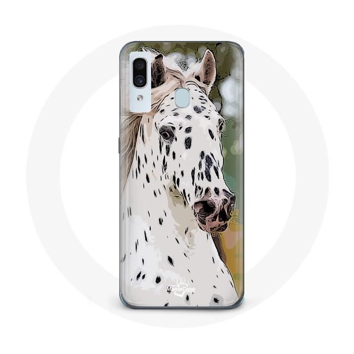 Coque pour samsung galaxy A40 cheval noir et blanc