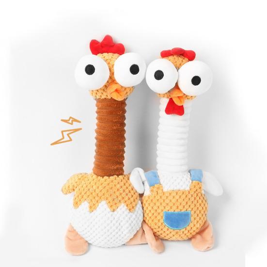 Игрушка для домашних животных Курица с удлиненной шеей Плюшевая игрушка для собак Перетягивание каната Мягкая эластичная жевательная игрушка с пищащим звуком Для щенков при прорезывании зубов Интерактивная для маленьких собак