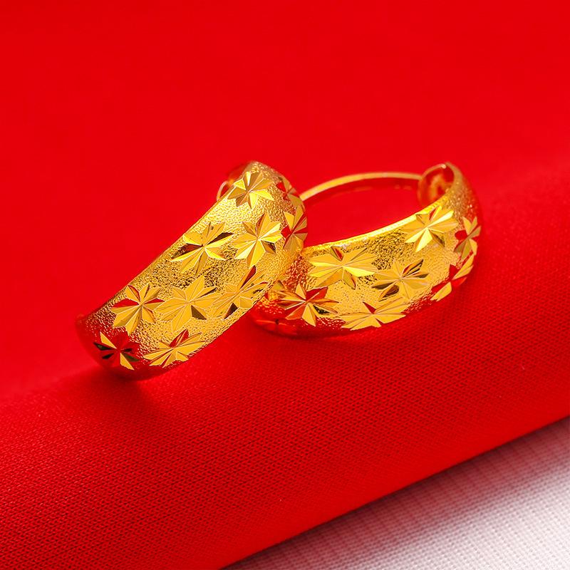 Вьетнамские песочно-золотые евро золотые украшения песочно-золотые серьги для женщин-цыганок с имитацией золота круглые пряжки для ушей