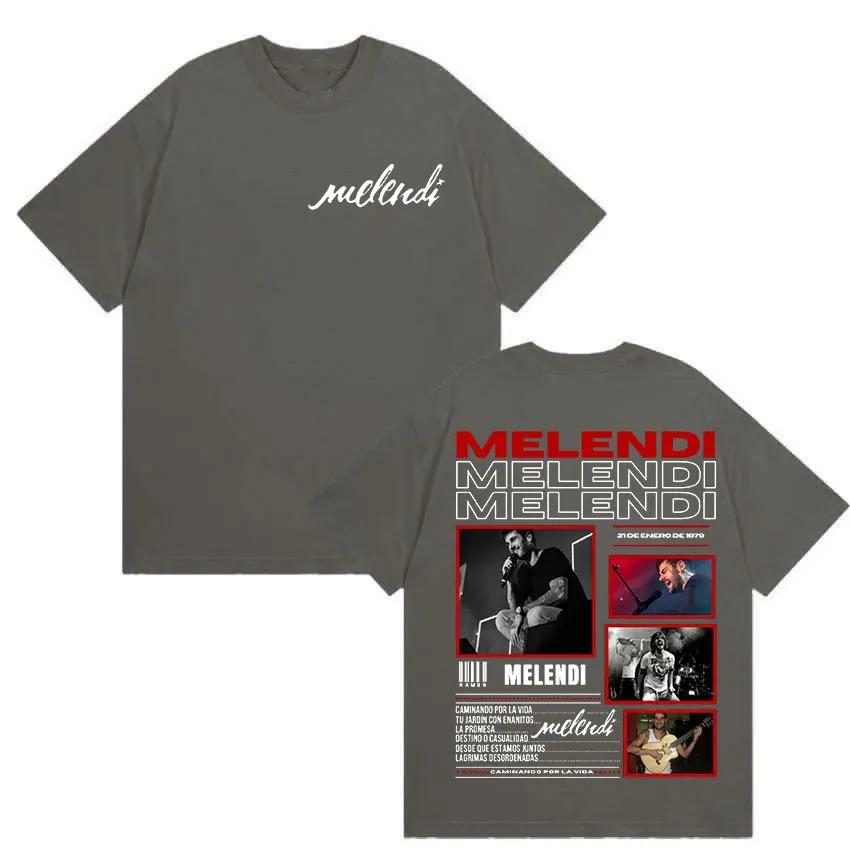 Rapper Melendi Tour 2025 Album Merch T Shirts Men's Vintage Gothic Oversized Cotton T-shirt Plus Size Streetwear Cotton  Hip Hop