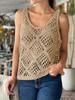 Women's Lightweight Crochet Tank Top Sleeveless Scoop Neck Hollow Out Beach Cover Up