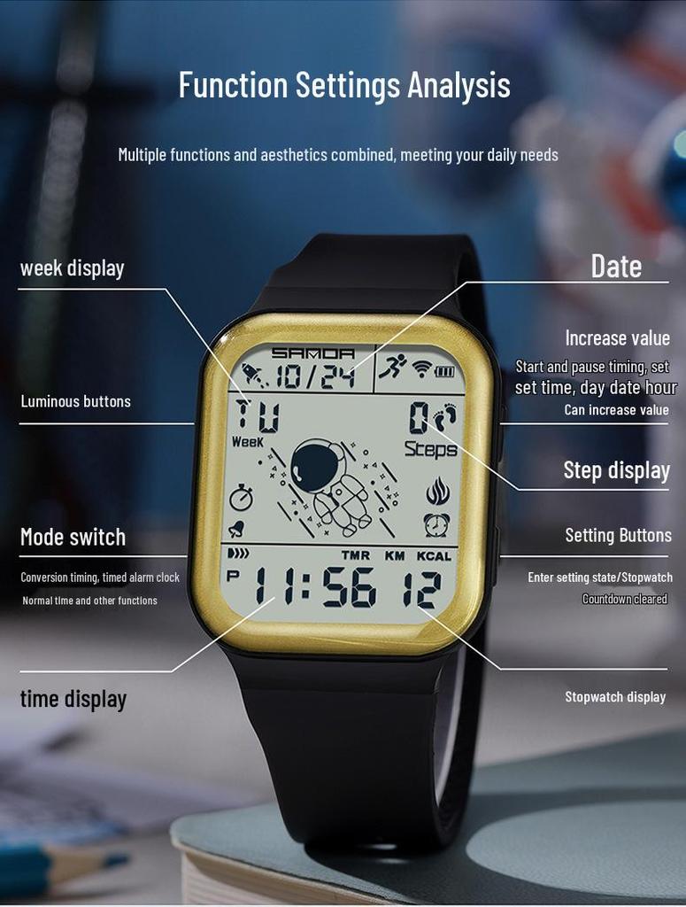Sanda Astronaut Series Men's Sports Pedometer and Calorie Watch for Students