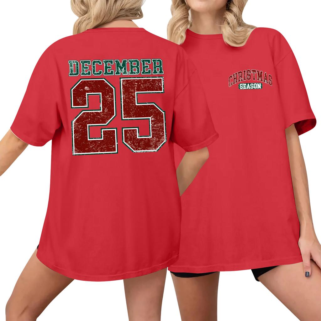 Women's Casual Printed T-Shirt Round Neck Pullover Short Sleeve Top