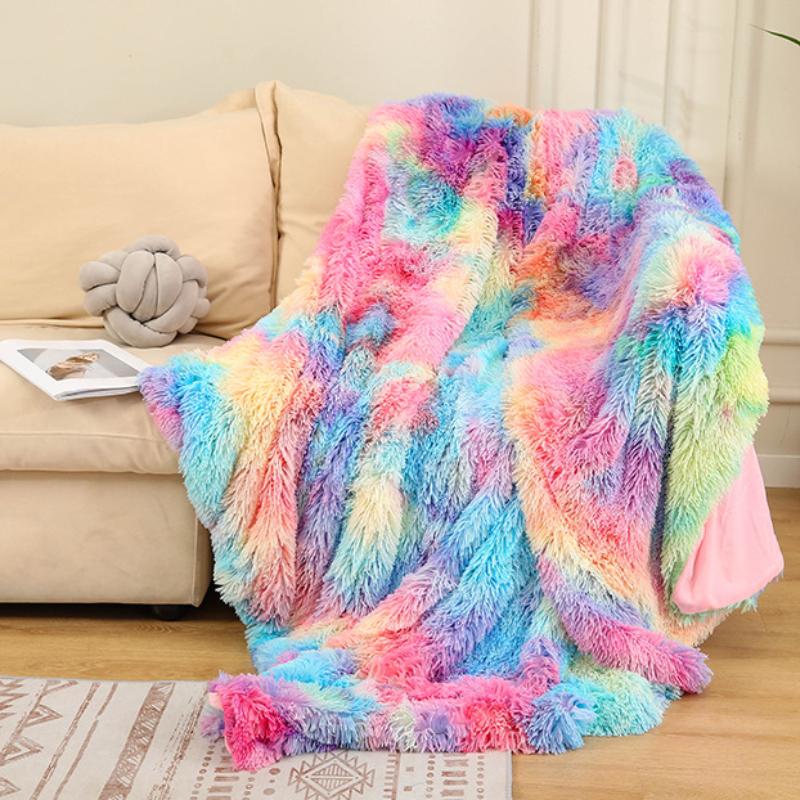Plush Small Blanket Blanket Solid Color Nap Blanket Double Cover Blanket