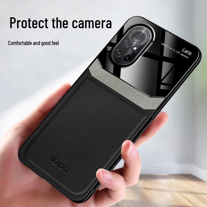 Защитный чехол с текстурой кожи для Huawei Honor V40 Light Luxury Edition - мягкий силикон, полный край, защита объектива 5G