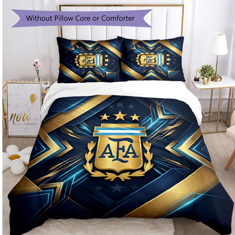 Argentina Football Printed Bedding 3 Piece Set Cozy Breathable Bed Cover Set as Housewarming Holiday Gift