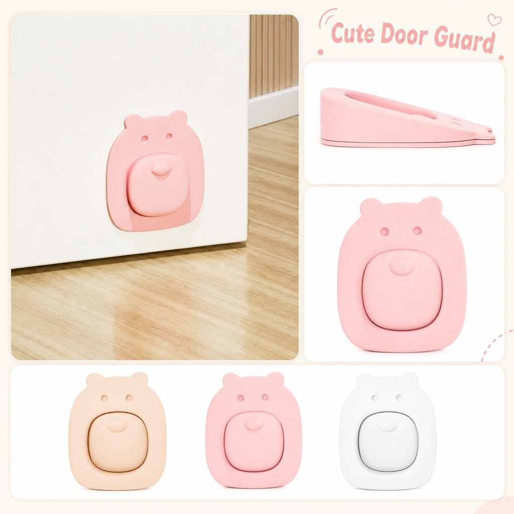 Cartoon Windproof Door Stopper Non Punching Door Holder Soft Silicone Door Wedge for Home Office Use Safe Door Stopper