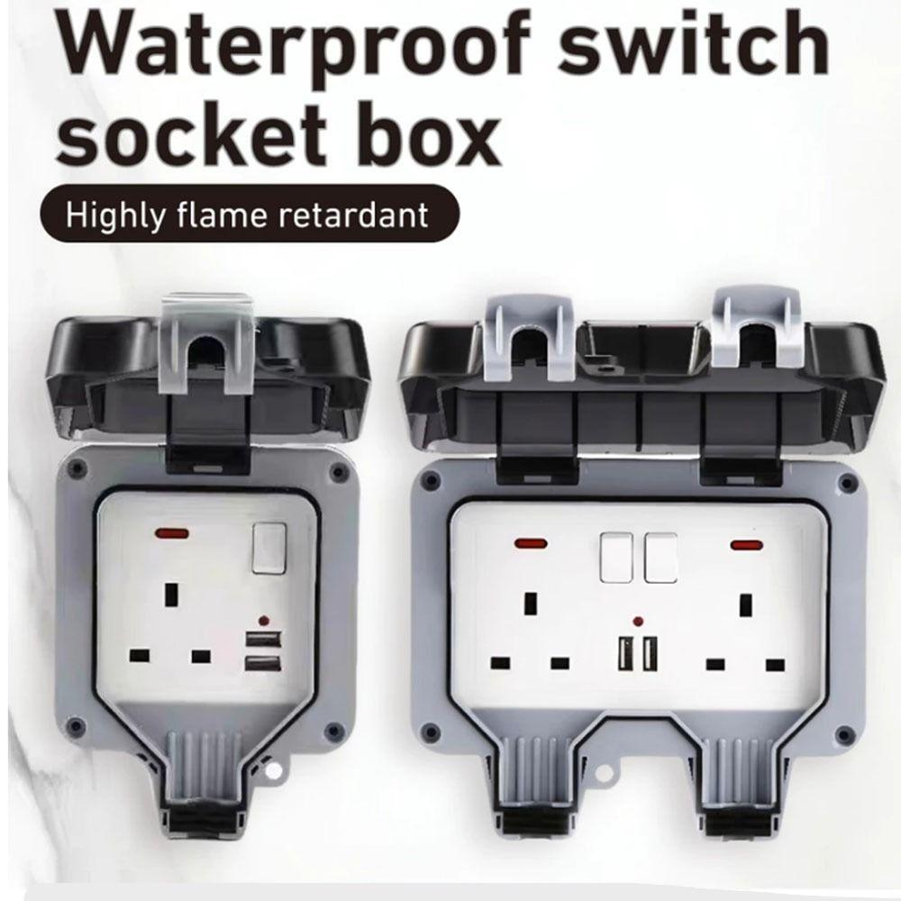 Dust Proof Electrical Outlet UK Plug Outdoor Switched Power Socket Wall Switch Socket Outdoor Use