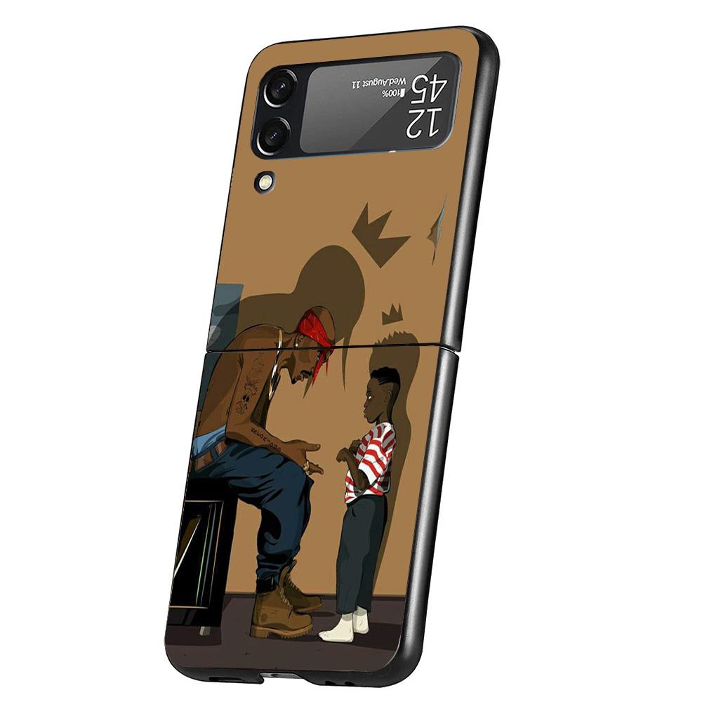 Чехол для телефона с изображением рэпера 2pac, певца Tupac, для Samsung Galaxy Z Flip 7 6 5 4 3 5G Flip7 Flip6 Flip5 Flip4 Flip3 Черный Fundas Shel
