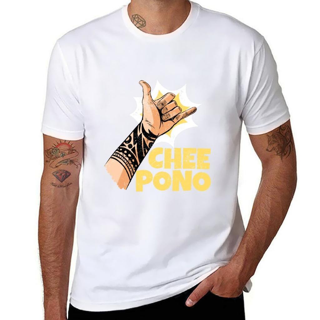 Chee Pono Hang Loose Shaka Sign Tshirt Stylish Print Short Sleeve Tee
