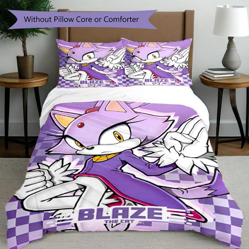 3pcs Duvet Cover Set (1*Duvet Cover + 2*Pillowcase, Without Core), Sonic Print Bedding Set, Bedroom Decor, All‑Season, Birthday Gift