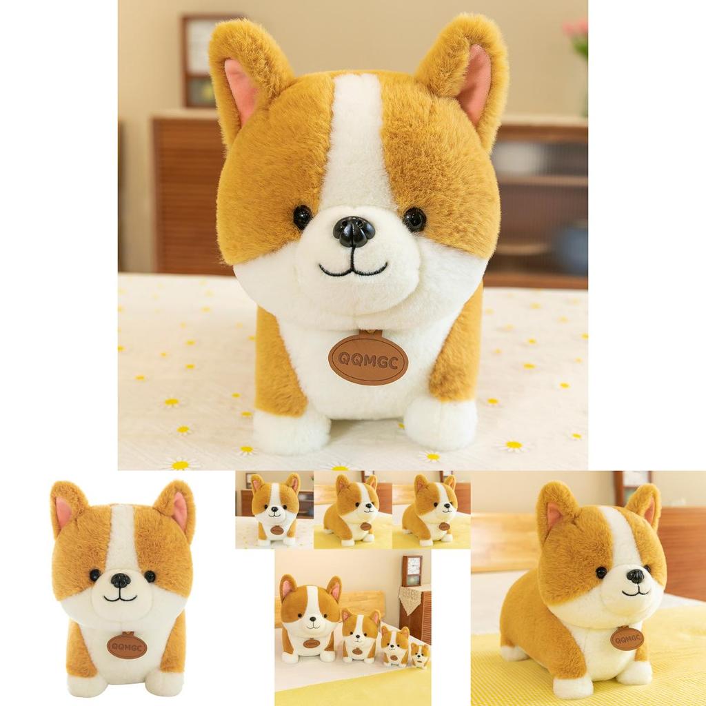 Cute Corgi Stuffed Animal Plush Toy Short Hair Yellow Dog Doll Ideal For Kids