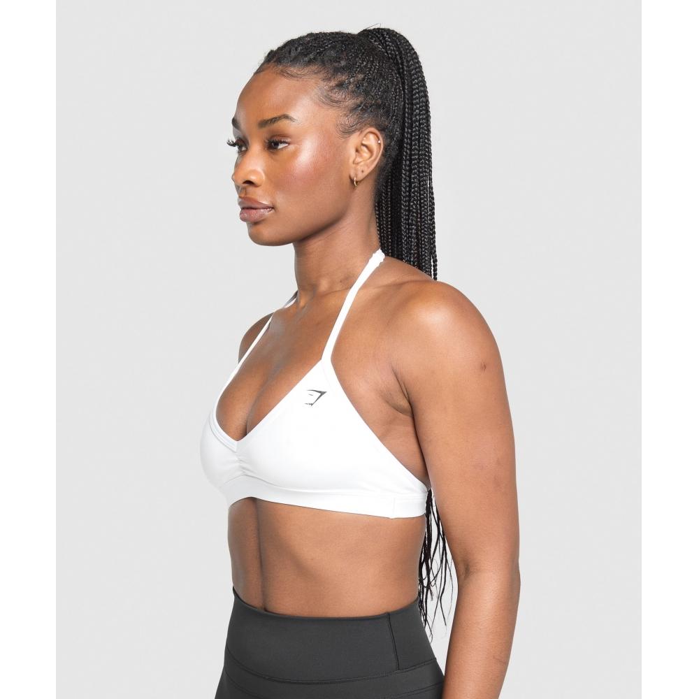 Gymshark Минимальный спортивный бюстгальтер с халтернеем, белый B3b4a Wb57