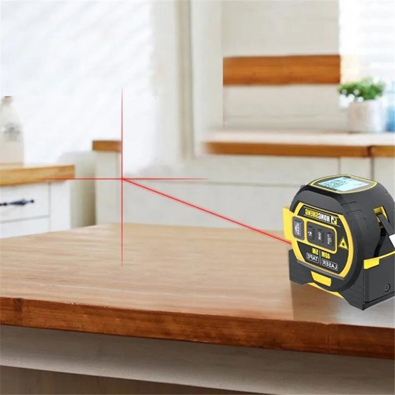 Laser Tape Measure 3In1 Digital Tape Measure 40/60M High Infrared Precision Rangefinder Steel Measuring with Large Display Tool