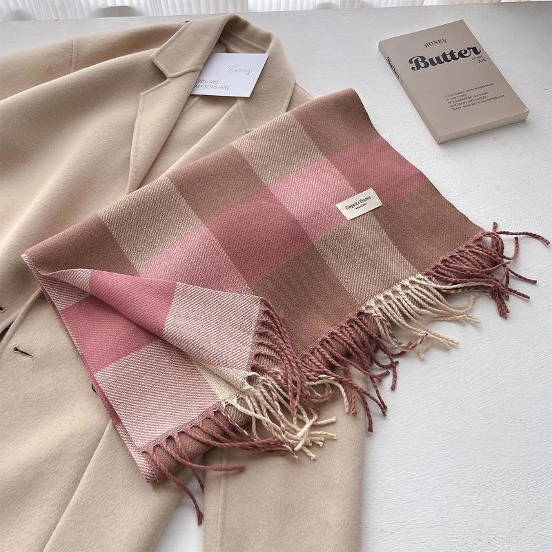 2024 New Classic Color Warmth Simplicity Blocked Small Checkered Scarf Shawl Suitable for Both Men and Women