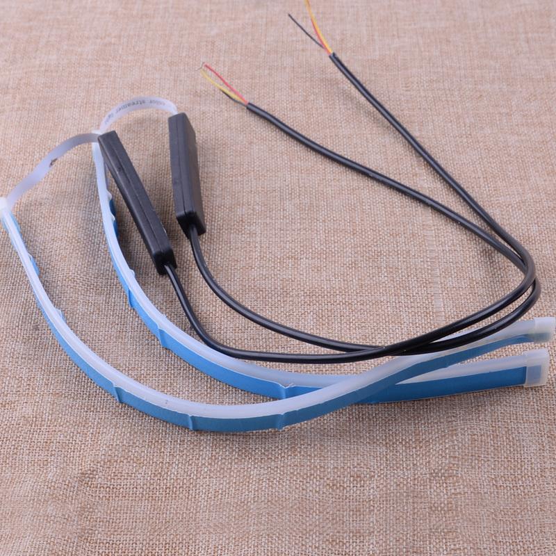 2pcs 30cm Slim Sequential Flexible LED DRL Turn Signal Strip Light Lamp Headlight fit for Car Truck Motorcycle