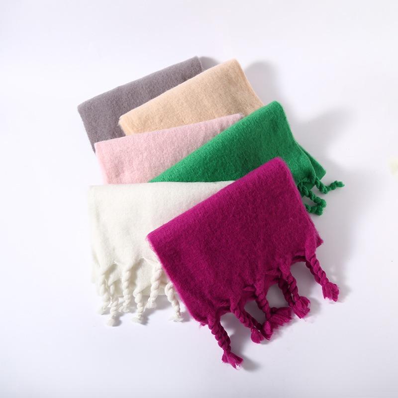 Spring, Autumn and Winter New Solid Color Knotted Beard Scarf Versatile Outer Warm Scarf Shawl