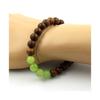 Stones and Minerals. Peridot + Wood Pearl Bracelet 8 Mm. Made In France.