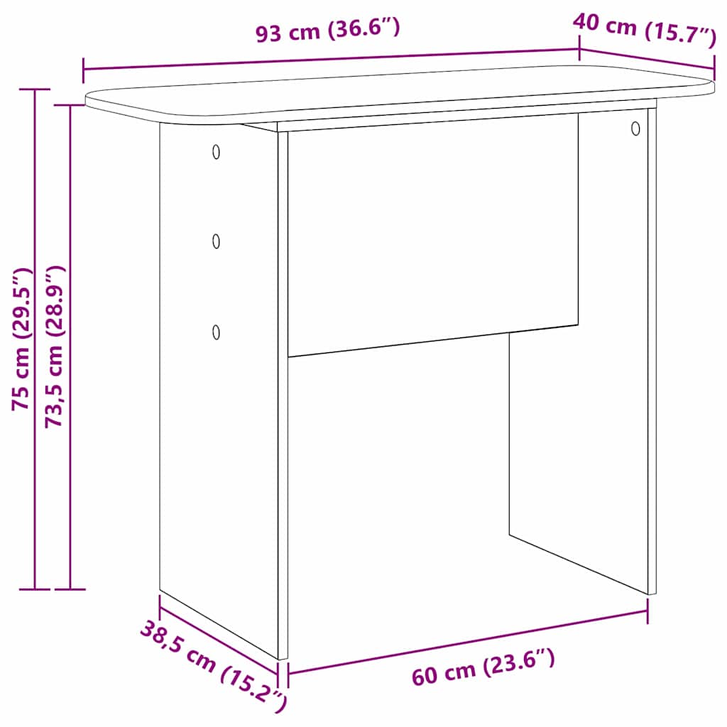 Console Table White 93 x 40 x 75 cm Particleboard